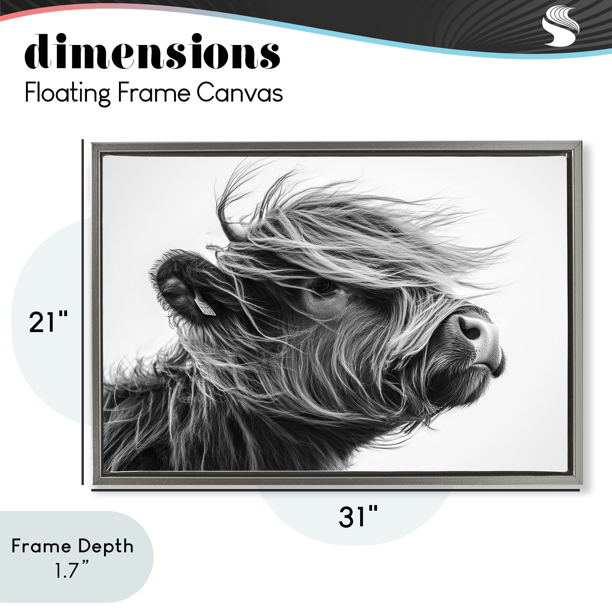 Stupell Industries Handsome Highland Portrait Gray Framed Floater Canvas Wall Art, design by Tina LeCour