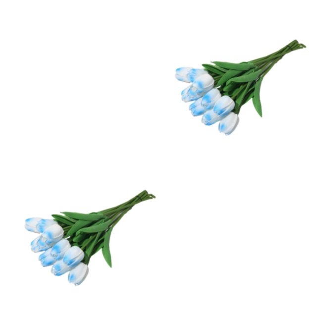 Flores de PU Inteprter 10x Versátiles para coronas Bajo mantenimiento hecho a mano no tóxico para gatos y perros Azul claro 2Conjunto