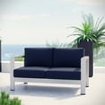 thumbnail image 2 of Modway Causeuse de Patio Extérieure en Tissu et Aluminium, Argent/bleu Marine, 2 of 4