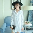 thumbnail image 5 of Women Casual Loose White Shirt Long Sleeve Turn-down Collar Blouse Office Lady Buttons Shirts, 5 of 11
