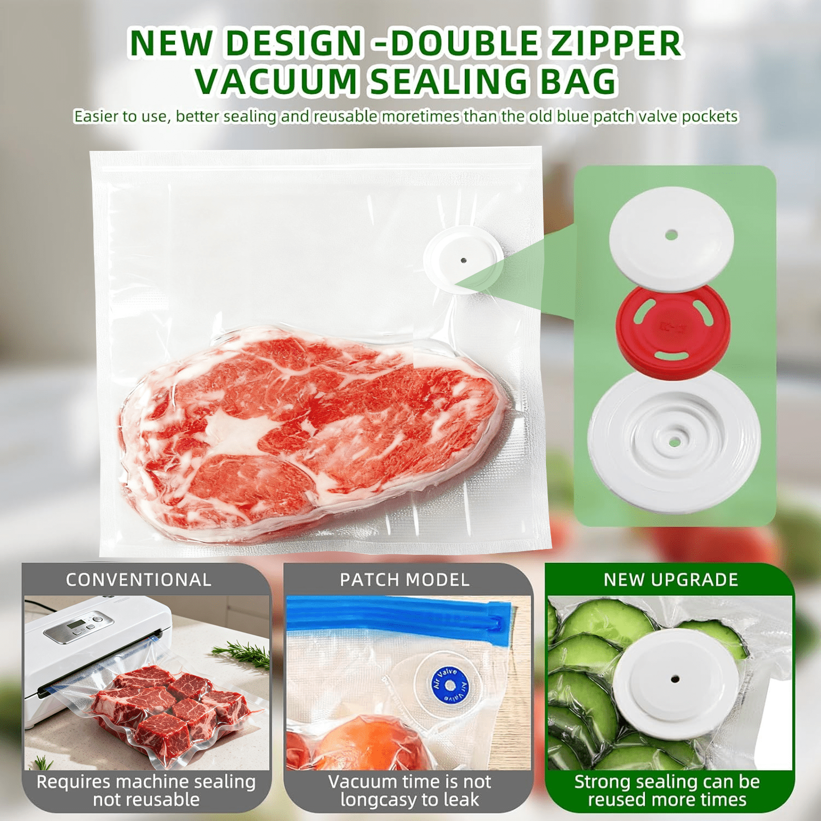 PKALQ   Food Vacuum Sealer Machine , with 30 Reusable Bags, Eco Friendly Design, One-Touch Operation, for Home Kitchen/Camping, Ideal for Eco-Conscious Families & Meal Preppers