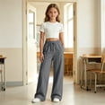 thumbnail image 2 of Girls Back to School Pants Loose Fit Wide Leg Elastic High Waisted Pants Drawstring Casual for Everyday Wear Grey2,170, 2 of 7