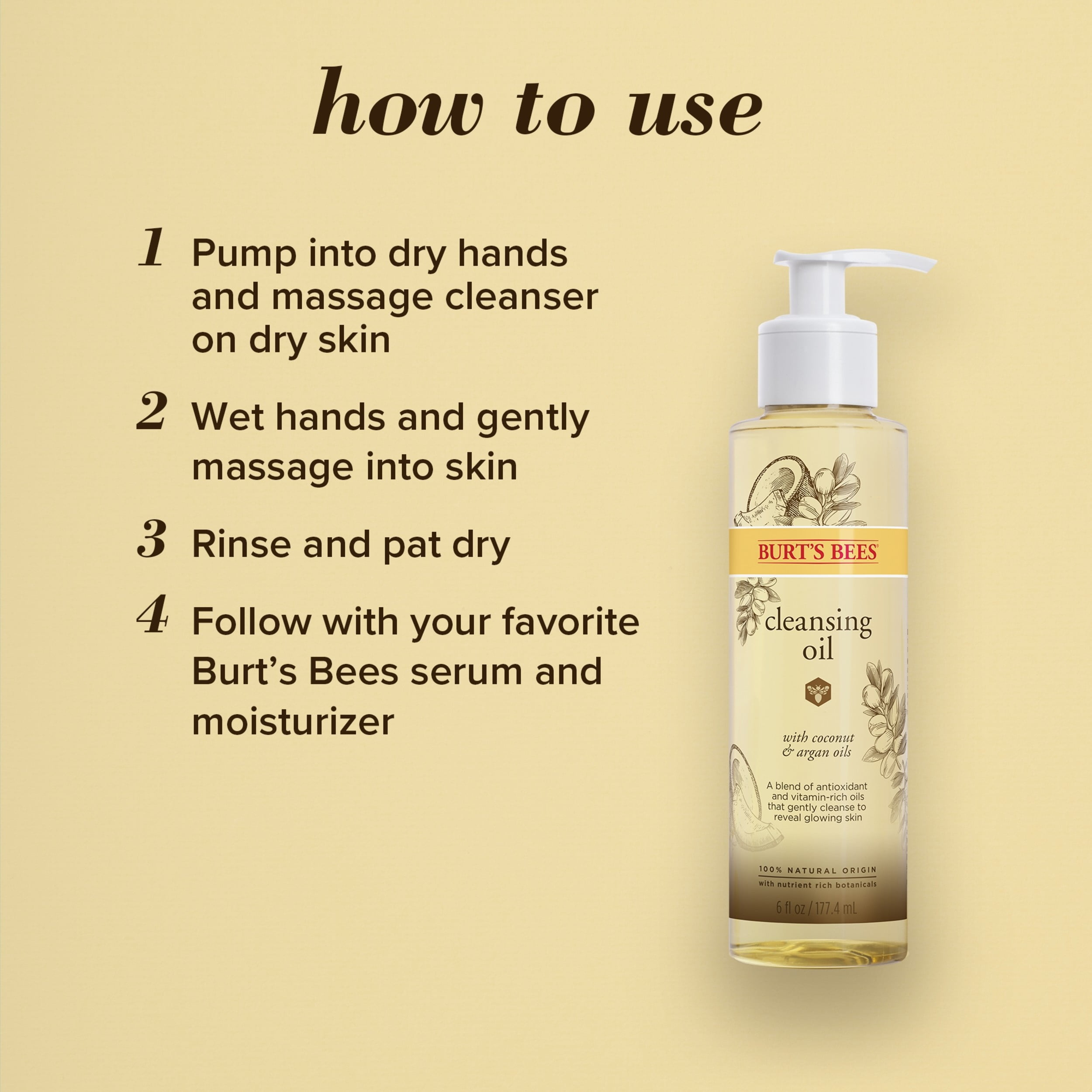 Burt's Bees Facial Cleansing Oil for Normal-Dry Skin, fl oz -