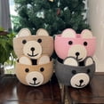thumbnail image 2 of Round Multifunctional Cotton Basket for Toy Snacks Storage Featuring Bear Designs Portable Storage Container, 2 of 8
