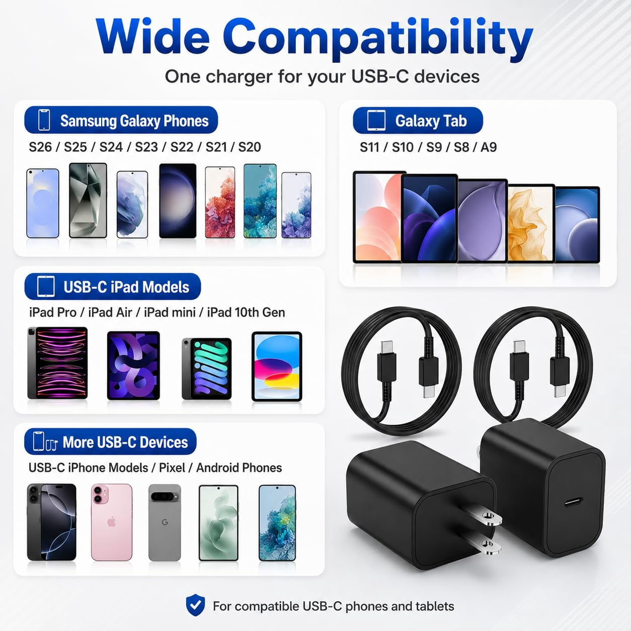 45W USB-C Charger for Samsung Charger Super Fast Charging, Type C Charging Block &6FT USBC Android Phone Cable Cord 2Pack for Galaxy S25 Ultra/S25 S24 S23 S22 S21 S20 S10 Ultra/Plus,Galaxy Tab S9 S8