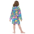 thumbnail image 4 of FORMRS Niños Bathrobe Unisex Hooded Robe Soft Plush Pajamas Sleepwear, Size 2-3T, Colorful Geometric Pattern, 4 of 7