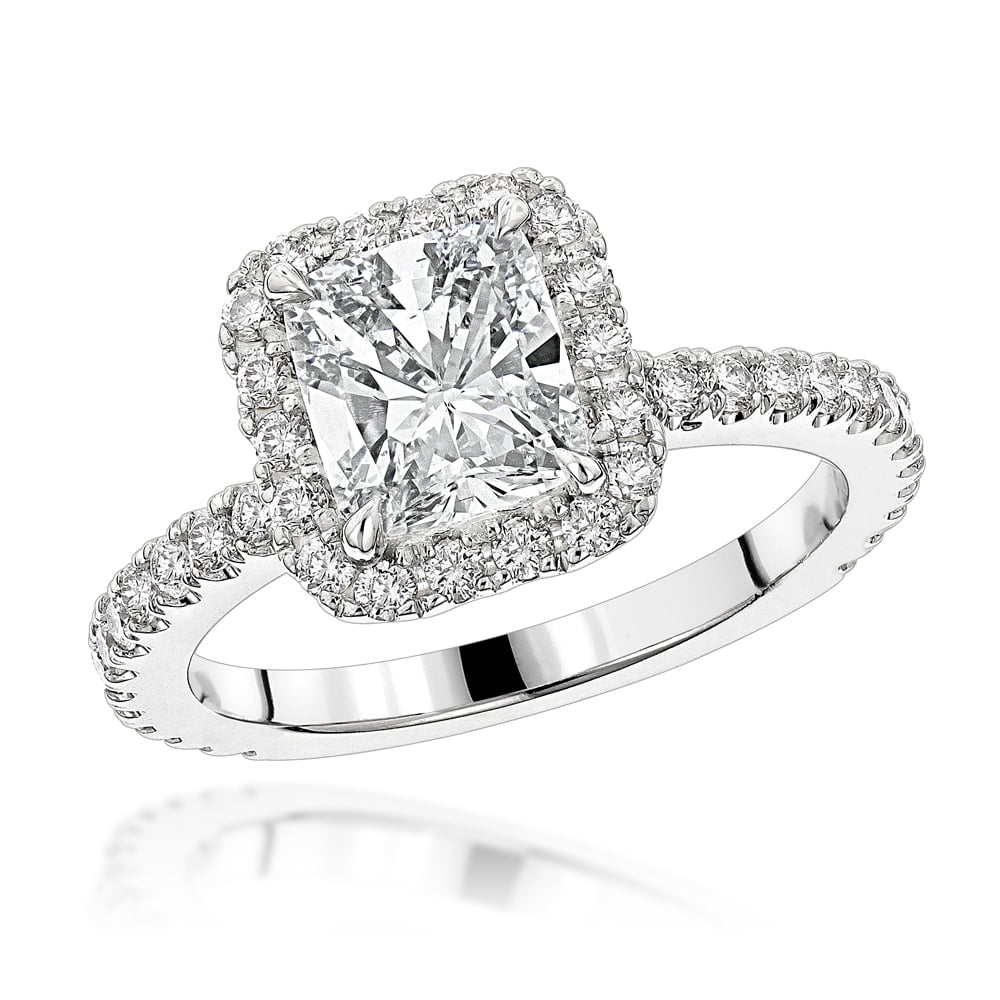 Luxurman Luxurman Halo 14k Gold Gia Cushion Cut Natural Diamond