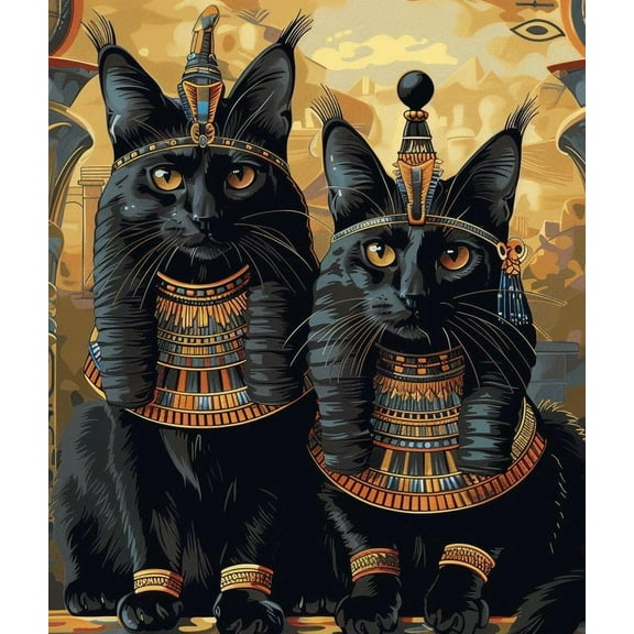 Paint by Numbers for Adults-Egyptian Black Cat- Drawing Paintwork DIY Paint by Number Kits Art Crafts for Home Wall Decor 16"X20"