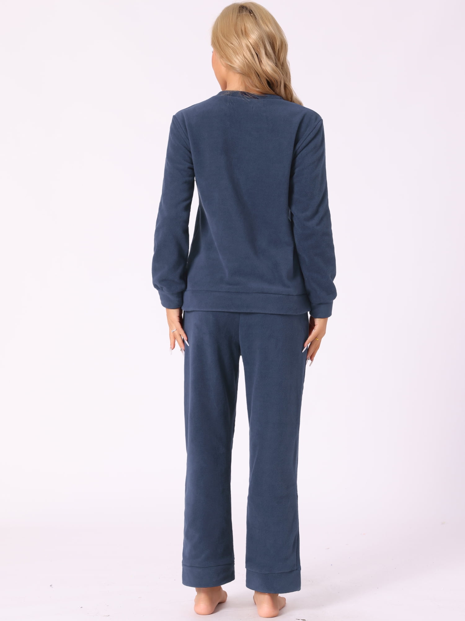 DARING DIVA Women's 2-Piece Fuzzy Flannel Pajama Sets 2XL Deep Blue