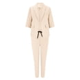 thumbnail image 3 of cocolona Womens Two Piece Outfits Dressy Casual Long Sleeve Blazer Jacket + Long Pants Sets Business Work Office Suit Sets White S, 3 of 3