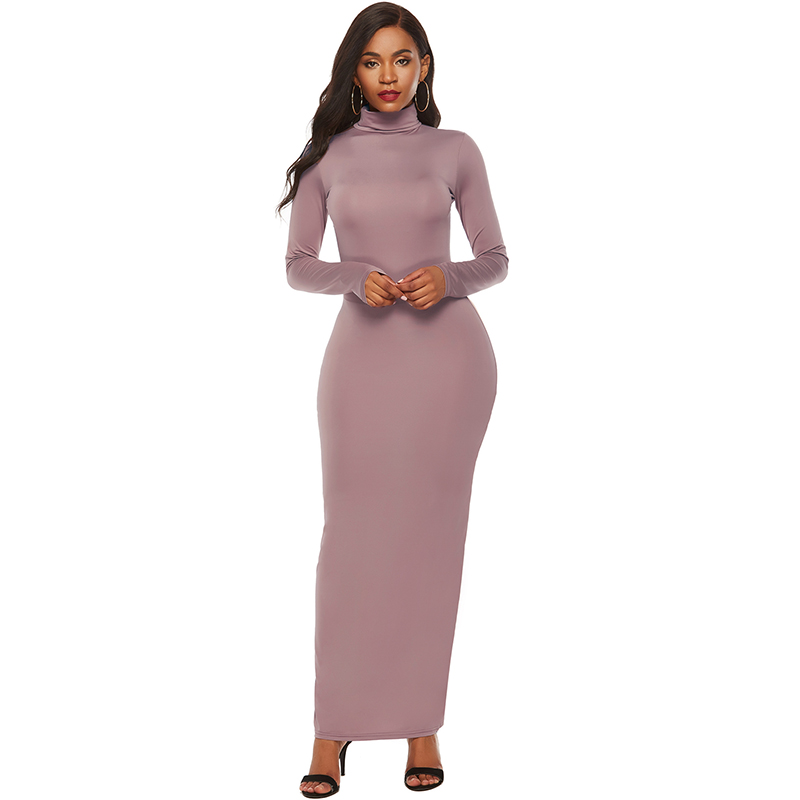 Dress Stretchy Solid Color Turtleneck 