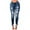 Blue#B, variant on Women's Skinny Jeans High Rise Embroidery Crop Jeans Junior Slim Fit Stretch Ripped Tapered Jeans Butt Lift Pants Blue S