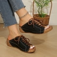 thumbnail image 4 of Xfvqtps Womens Wedge Sandals Lace up Mule Sandals Open Toe Breathable Casual Slide Shoes for Beach and Daily Walking Comfort, 4 of 9