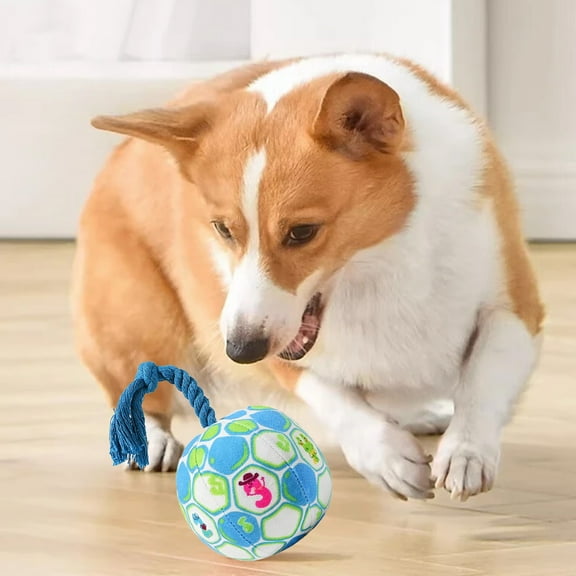 Christmas Squeaky Dog Toy Ball, 6.6in Soft Fabric Knot Toy – Interactive Tug/Fetch for Small Medium Dogs, Holiday Pet Gift