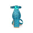 thumbnail image 2 of BLISSFUL STEP Valentine's Women's Shoes Glitter Ankle Strap Block Heel Prom Sandals Lake Blue 8.5, 2 of 7