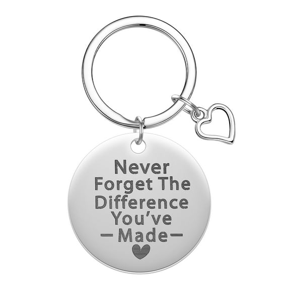 Engraved Never Forget the Difference You've Made Keychain Creative Key Chain Letter Custom Keyring Stainless Steel Jewelry