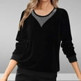 thumbnail image 2 of QATAINLAV Womens Plus Size Velvet Tees Tops Solid Casual Crewneck Pullover Blouses Dressy Long Sleeve Elegant Velour T-shirt, Black, XXL, 2 of 8