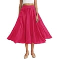 thumbnail image 3 of TaTaai Women Summer Solid Elastic Waist Skirt Casual Loose Fit Skirt Ladies Holiday Gathering Vacation Wear Lightweight Breathable No Fading Soft Elegant Skirt Gift, 3 of 9