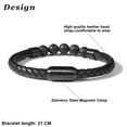 thumbnail image 5 of BUDALGA Mens Genuine Leather Bracelet, Braided Lava Rock Bead Bracelet with Stainless Steel Magnetic Clasp Mens Gifts for Men Boys Father, 5 of 8