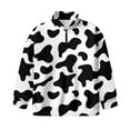 thumbnail image 4 of Uorisanigo Girls Half Zip Collar Sweatshirts Black and White Cow Print Long Sleeve Lapel Zipper Sweatshirt No Hood Quarter Zipper Hoodies Fall Trendy Winter Clothes Essentials Athletic Top, 4 of 7