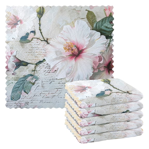 Beautiful White Flowers Kitchen Towels 6 Pcs Dish Towels Absorbent Soft Quick Dry Towel Dish Rags for Washing Dishes