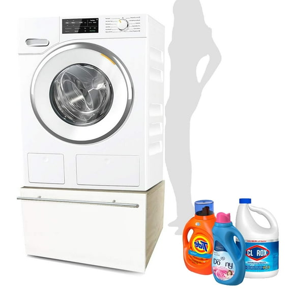 16" Height - Laundry Pedestal With Drawer Box, White Melamine Drawer Front, Unassembled - RV-8LAPE-2424-FR/WH