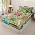 thumbnail image 2 of Erosebridal Wild Camping Zipper Twin Comforter Sets with Fitted Sheet and 2 Pillowcases,Animal Outdoor Print Zipper Bedding Set For Boys,Colorful Stars Reversible,4-Piece, 2 of 7