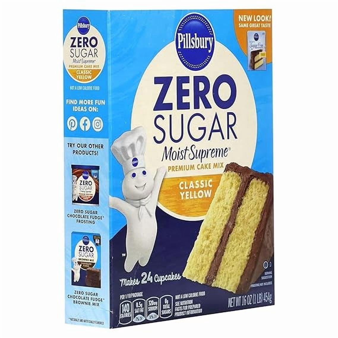Pillsbury, Zero Sugar, Premium Cake Mix, Classic Yellow, 16 oz (454 g) Pack of 2
