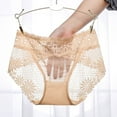 thumbnail image 5 of Panties for Women,Elegant Lace Thong Underwear For Women Bikini Brief Lingerie Apparel,Womens Underwear,Beige,XL, 5 of 6