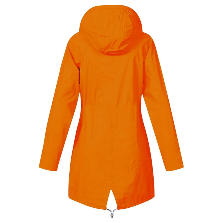Symoid Womens Rain Jackets Zipper Clearance with Hoods lined inside  Waterproof Light Utility Warm Fall and Winter Orange Hiking Jackets for  Women Size