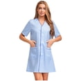 thumbnail image 3 of iiniim Womens Short Sleeve Work Dress V Neck Button Down Knee Length For Daily Wear Light Blue XL, 3 of 7