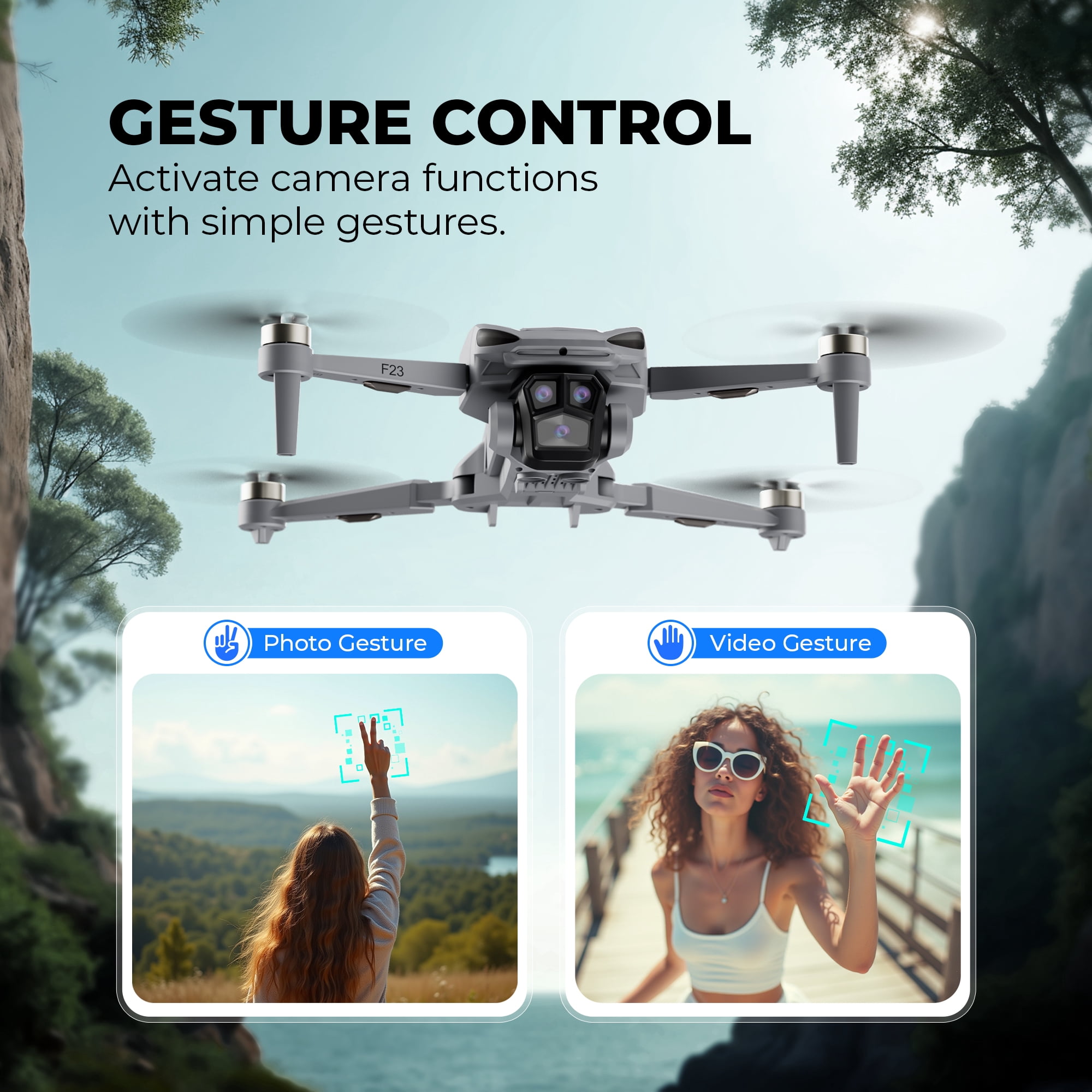 Contixo F23 720P FPV Drone with Camera for Kids and Adults, GPS Mini RC Quadcopter with 4.5" Screen, 46 Min Flight Time, Optical Flow, Auto Return, 2 Batteries, Gray