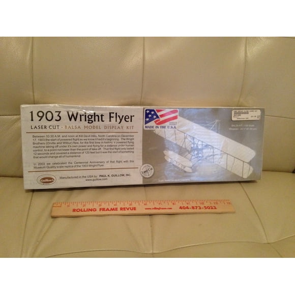 Guillow's 1903 Wright Brother Flyer Kit de modelo cortado con láser, pequeño