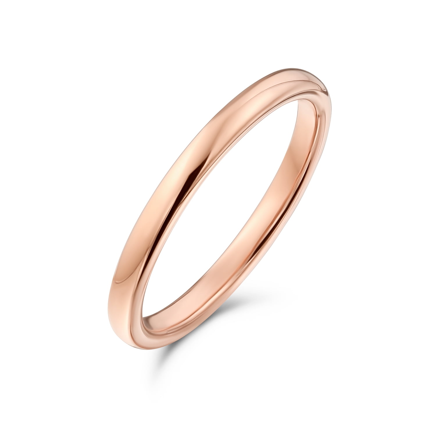 Thin 2mm wide titanium rose gold plated ladies womens wedding band ring size 8 