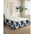 thumbnail image 2 of Navy Blue Geometric Wrap Around Bed Skirts for King Bed 18" Drop, Bed Skirt with Adjustable Elastic Belt Dust Ruffle Bed Valance for Bedroom Hotel Luxury Abstract Art Modern Bed Frame Cover, 2 of 7