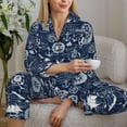thumbnail image 6 of Fuzoiu Sailing Cruises Nautical Print Women's Long-Sleeved Pajama,Lounge Button Down Nightwear,Womens Notch Collar Pajama Set-Large, 6 of 7