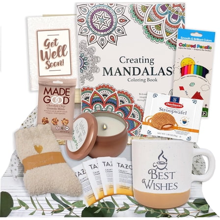 GET WELL SOON Gift for women Gift Basket, Care Package for after surgery recovery, cancer, feel better, sick care package encouragement female gift w snacks personal care Friend Sympathy gift