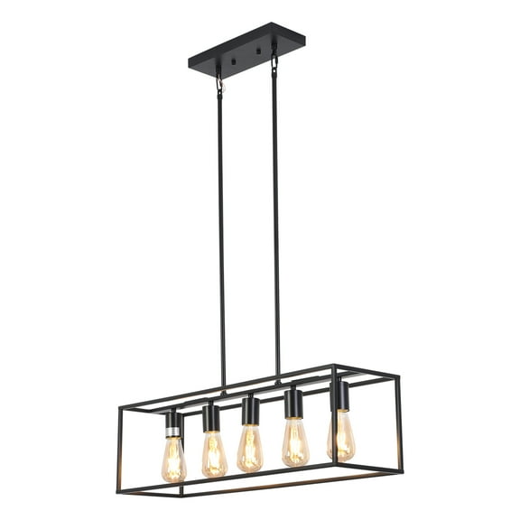 Chloe Lighting Ironclad 5-Light Metal Island Pendant in Matte Black