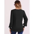 thumbnail image 3 of DARING DIVA Women's Lantern Sleeve Smocked Cuffs Pullover Sweater Tops XS Black, 3 of 6