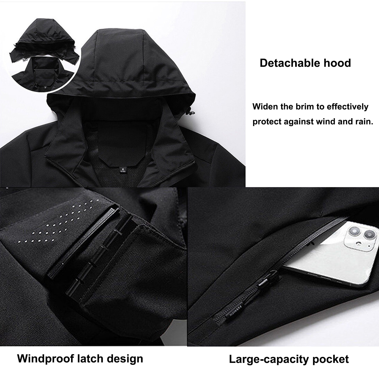 Gidhrie Women's Waterproof Rain Jacket, Black photo 6