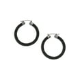 thumbnail image 3 of Madden NYC Women's Black Pavé Hoop Earrings, 3 of 3