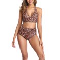 thumbnail image 1 of Traje de baño con estampado de leopardo, 2 piezas, traje de baño para mujer, tankini de cintura alta, calidad en la que puede confiar, 1 of 6