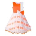 thumbnail image 1 of Girls Dress Bow Tie Orange White Color Contrast Sundress 10, 1 of 7