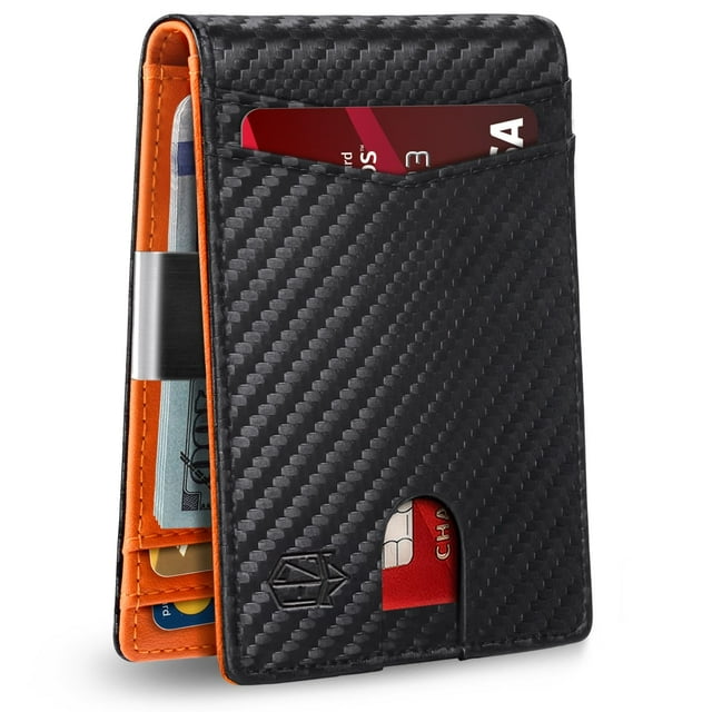 Cartera delgada Zitahli para hombre con clip para billetes RFID de piel