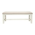 thumbnail image 2 of Benjara Sam 50 Inch Dining Bench, Farmhouse Style, Beige Upholstery, White Wood, 2 of 5