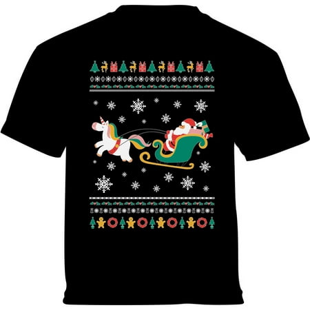 

Santa with Unicorn Christmas Graphic Shirt - Merry Christmas Toddler Tees for Kids - Funny Xmas Outfit Toddler Boys Girls T-Shirt Xmas Gifts