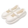 thumbnail image 2 of Zapatos Redondos para Mujer Suelas Gruesas Sandalias Planas Verano Cerrado Punta Redonda Zapatos Sin Cordones 37 a 38 Blanco, 2 of 8