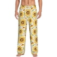 thumbnail image 2 of Picia Watercolor With Sunflowers Mens Soft Woven Cotton Elastic Waistband Sleep Pajama Pant Lounge Sleep Pant With Pockets And Drawstring-XX-Large, 2 of 9