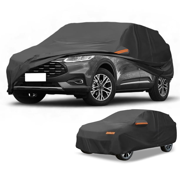 Funda para auto impermeable para todo clima, protección exterior contra el sol y la lluvia, con tiras reflectantes, negra para Ford Escape