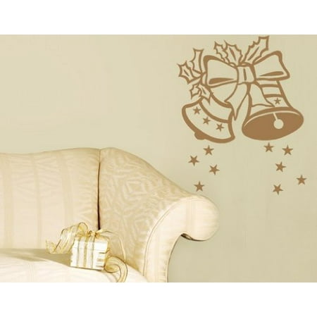 Gold Diamond Bells (Christmas Bells Wall Decal - Wall Sticker, Vinyl Wall Art, Home Decor, Wall Mural - 2160 - 35in x 43in, Dark)